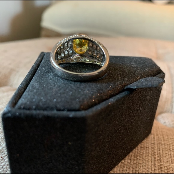 Sterling silver, CZ and Citrine Ring - size 8 - Picture 3 of 7